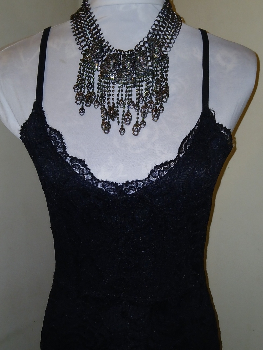 Almost Famous Black Lace High-Low Slip Dress with Spaghetti Straps
